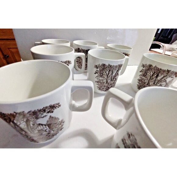 J.& G Meakin Romantic England Coffee Mugs Brown Ironstone set of 4 - Picture 11 of 12